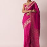 KALKI Fashion Ethnic Motifs Printed Zari Detail Saree