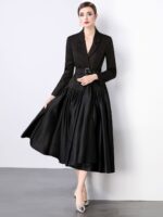 Women Solid Fit & Flare Midi Dress - Image 4