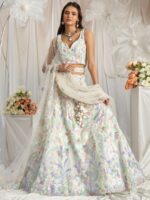 Embroidered Sequinned Net Semi Stitched Lehenga & Unstitched Blouse With Dupatta